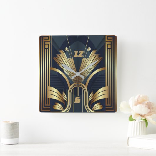 アールデコ スクエア壁時計 (ホーム)