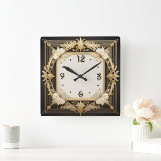 アールデコ スクエア壁時計 (ホーム)