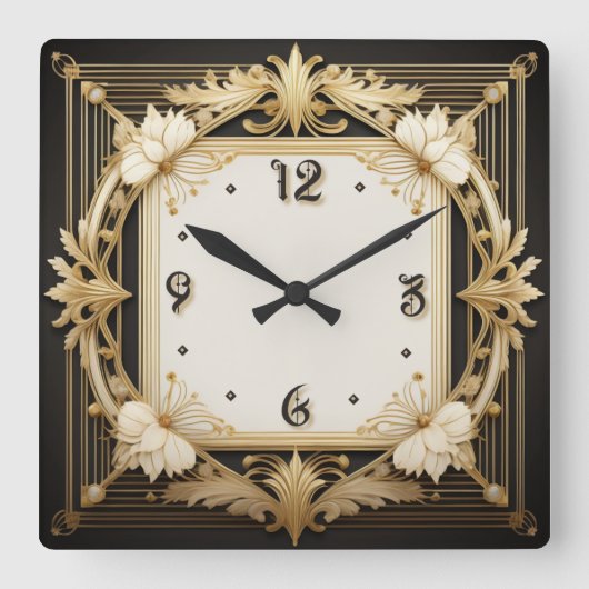 アールデコ スクエア壁時計 (正面)