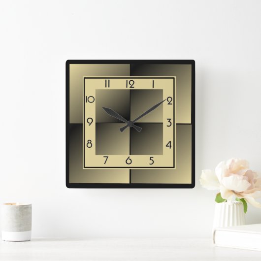 アールデコ スクエア壁時計 (ホーム)