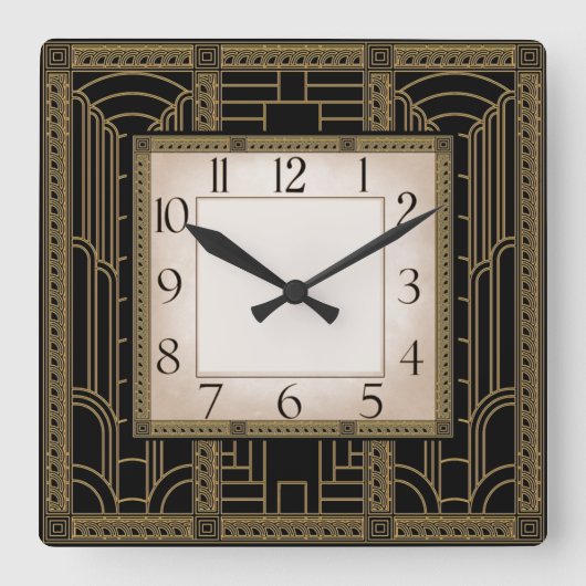 アールデコ スクエア壁時計 (正面)