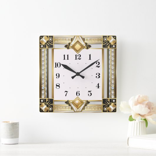 アールデコ スクエア壁時計 (ホーム)