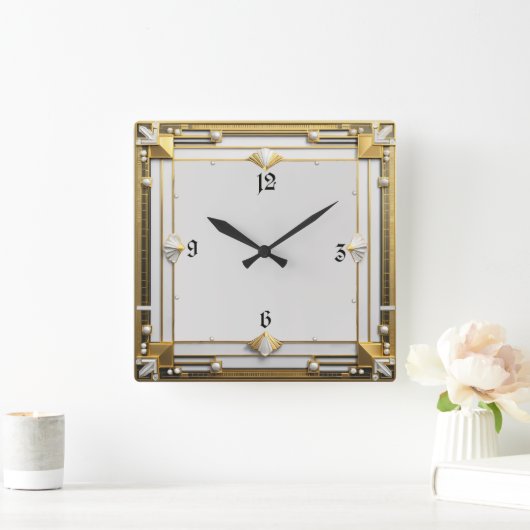 アールデコ スクエア壁時計 (ホーム)