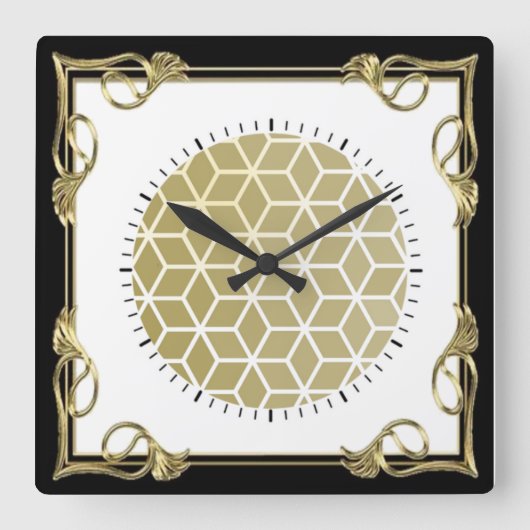 アールデコ スクエア壁時計 (正面)