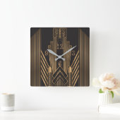 アールデコ スクエア壁時計 (ホーム)