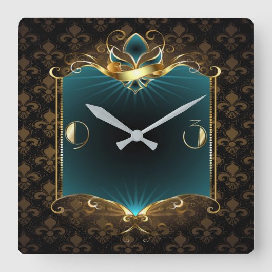 アールデコ スクエア壁時計 (正面)