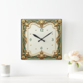 アールデコ スクエア壁時計 (ホーム)