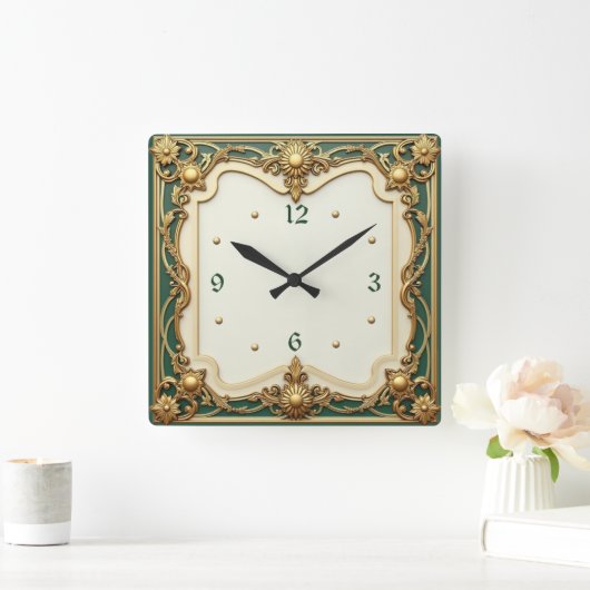 アールデコ スクエア壁時計 (ホーム)