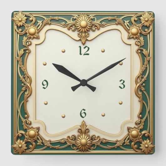 アールデコ スクエア壁時計 (正面)