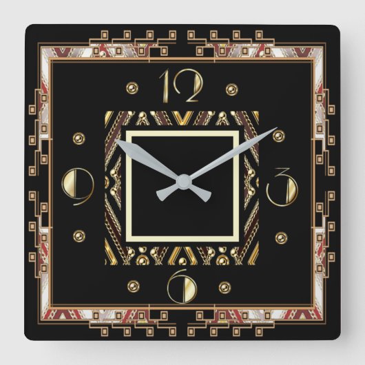 アールデコ スクエア壁時計 (正面)