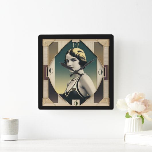 アールデコ スクエア壁時計 (ホーム)