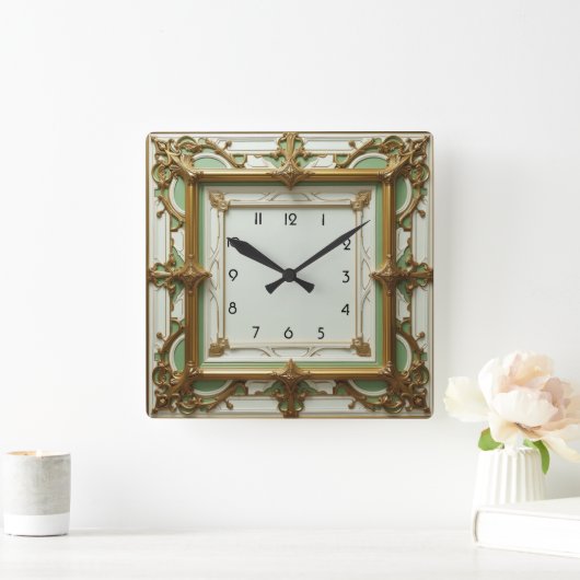 アールデコ スクエア壁時計 (ホーム)