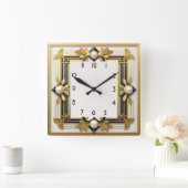 アールデコ スクエア壁時計 (ホーム)