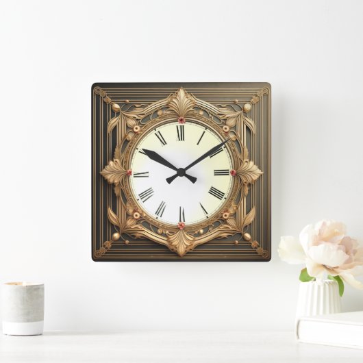 アールデコ スクエア壁時計 (ホーム)