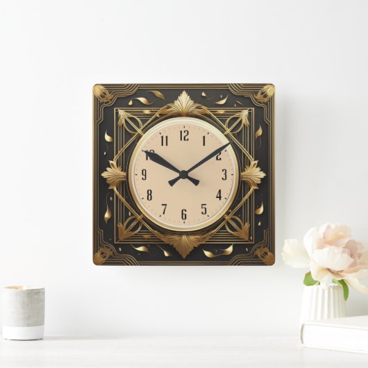 アールデコ スクエア壁時計 (ホーム)