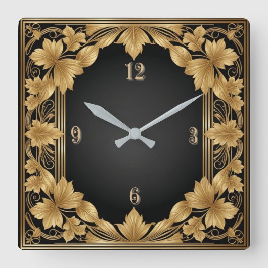 アールデコ スクエア壁時計 (正面)