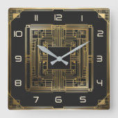 アールデコ スクエア壁時計 (正面)