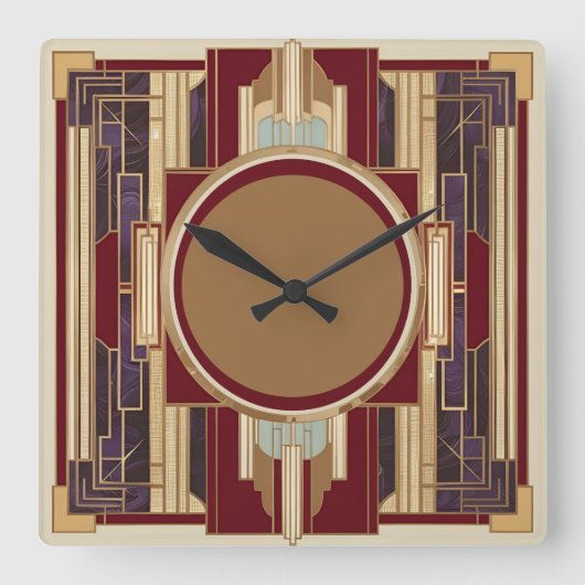 アールデコ スクエア壁時計 (正面)