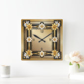 アールデコ スクエア壁時計 (ホーム)