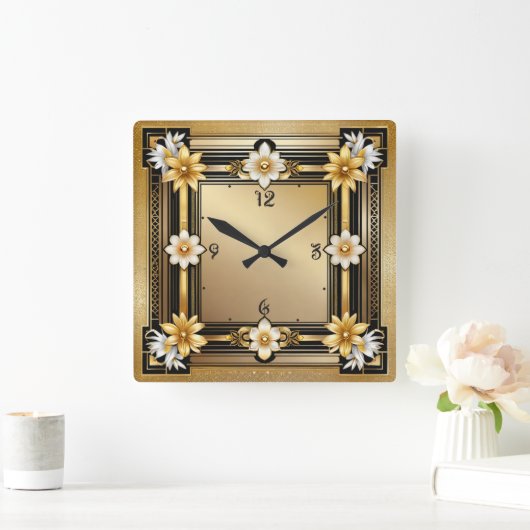アールデコ スクエア壁時計 (ホーム)