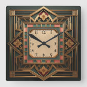 アールデコ スクエア壁時計 (正面)