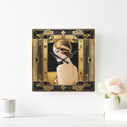 アールデコ スクエア壁時計 (ホーム)