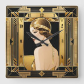 アールデコ スクエア壁時計 (正面)