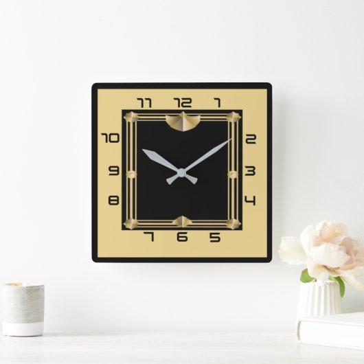 アールデコ スクエア壁時計 (ホーム)