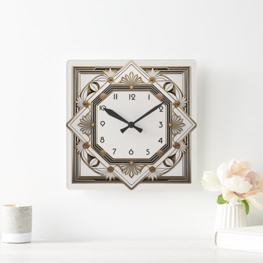 アールデコ スクエア壁時計 (ホーム)