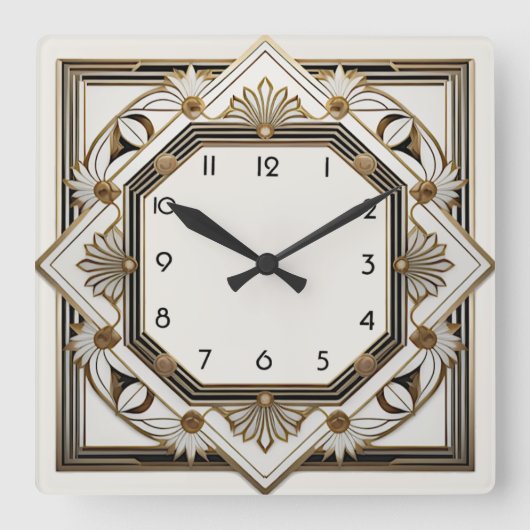 アールデコ スクエア壁時計 (正面)
