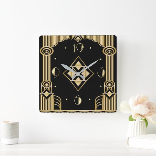 アールデコ スクエア壁時計 (ホーム)