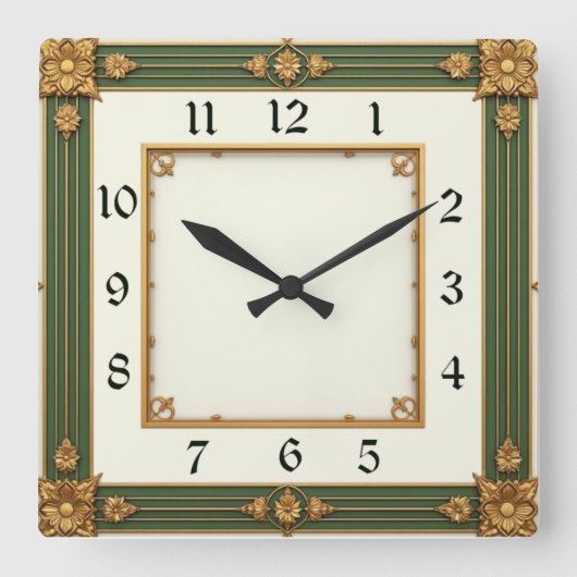 アールデコ スクエア壁時計 (正面)