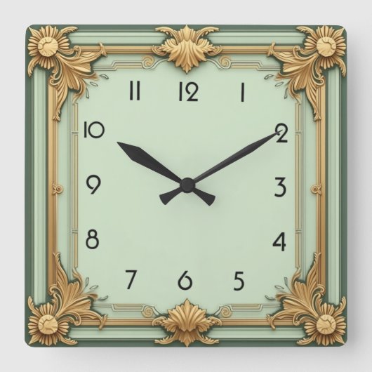 アールデコ スクエア壁時計 (正面)