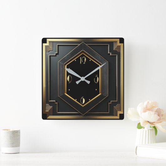 アールデコ スクエア壁時計 (ホーム)