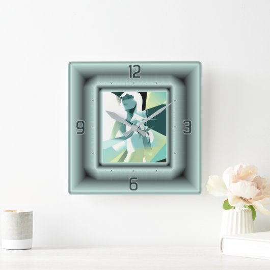 アールデコ スクエア壁時計 (ホーム)