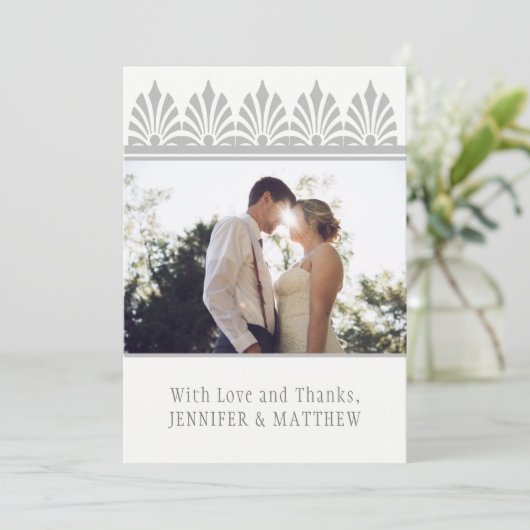 アールデコ・ドーブ・グレーとホワイトの写真ありがとう | サンキューカード (スタンド正面)