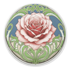アールデコ・ヌヴォー 薔薇 花 緑 青 赤 セラミックノブ