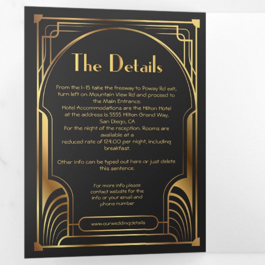 アールデコ・ヌーベル・ウェディング 三つ折り招待状 (内部最初)