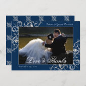 アールデコ |ネイビーシルバーフォトラブと サンキューカード (正面/裏面)