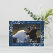 アールデコ |ネイビーシルバーフォトラブと サンキューカード (スタンド正面)