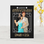 アールデコ·ハッピー·アンビナリーズ·ネームズ·アニーヤー·ブラック カード (黄色い花)