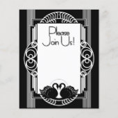 アールデコ パリの黒と白のスワン チラシ (正面)