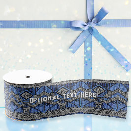 アールデコ – ビーズフラッパードレス – ブルー&シルバー グログランリボン