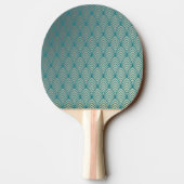 アールデコ,ファンパターン,ティール(緑がかった色),白,ファンパターン, c 卓球ラケット (裏面)