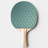アールデコ,ファンパターン,ティール(緑がかった色),白,ファンパターン, c 卓球ラケット (正面)