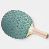 アールデコ,ファンパターン,ティール(緑がかった色),白,ファンパターン, c 卓球ラケット (横)