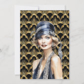 アールデコ・フラッパー女子1920年代の20代のブルネット 招待状 (裏面)