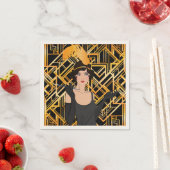 アールデコ、フリッパー・ガール、ヴィンテージ、素晴らしギャツビー、シックな、 スタンダードカクテルナプキン (インサイチュ)