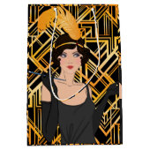 アールデコ、フリッパー・ガール、ヴィンテージ、素晴らしギャツビー、シックな、 ミディアムペーパーバッグ (正面)