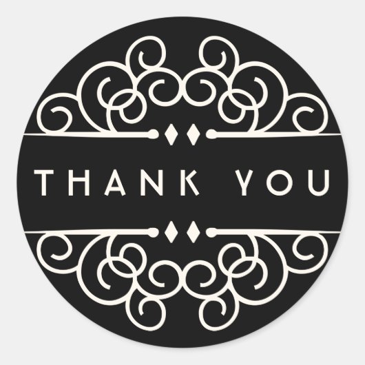 アールデコ・フローリッシュ・サンキュー ラウンドシール (正面)